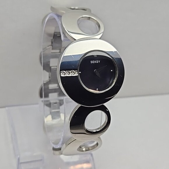 Womens Sekonda Seksy Silver Tone Crystals  4798S BKT Watch New Battery Art Deco - Picture 3 of 11